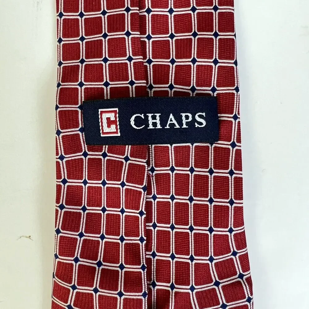 Ralph Lauren Chaps Tie Red White Graphic 3